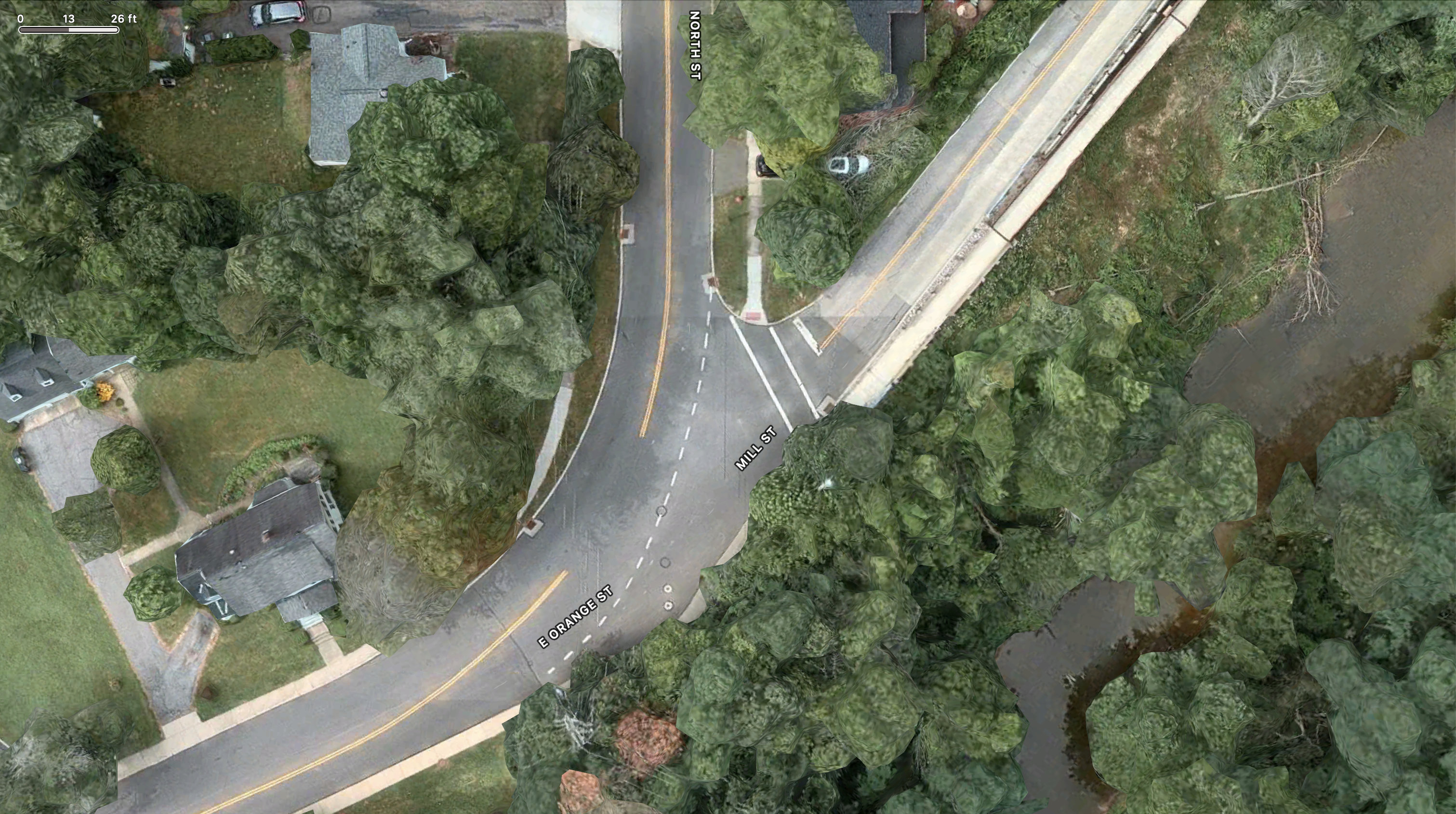 A top down view of the intersection